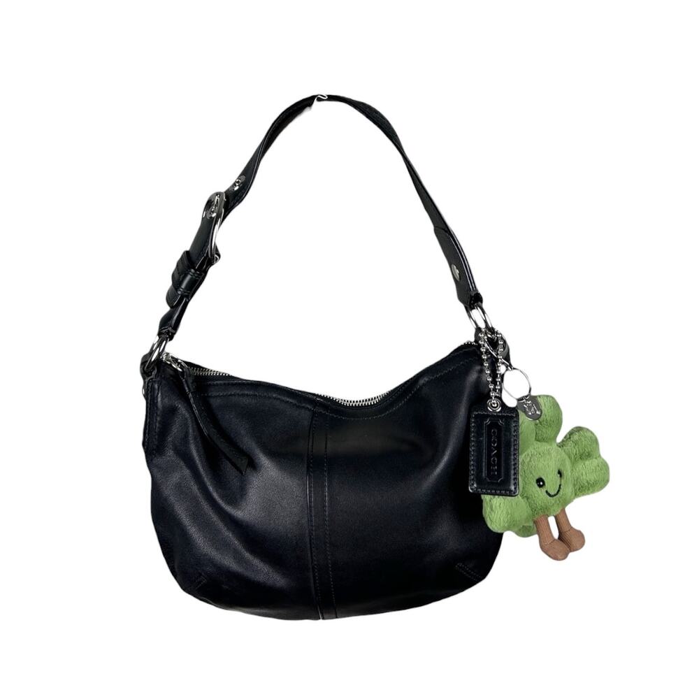 Coach Black Leather Silver Hardware Top Handle Soho Shoulder Bag